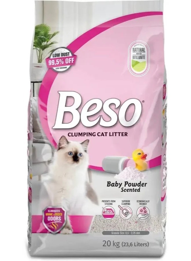 رمل للقطط بيسو برائحة بودرة الأطفال 20kg ( 23.6 لتر )